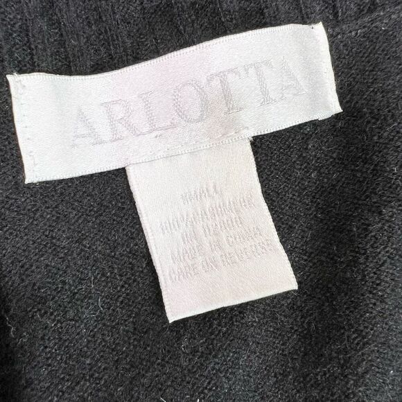 Arlotta Cardigan Sweater Women Small Black Short Sleeve Cashmere Open Front - Picture 2 of 7